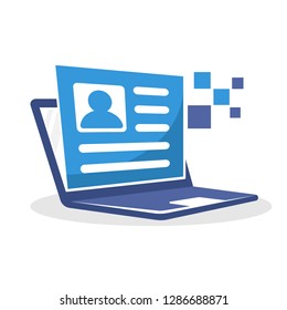 Vector illustration icon with the concept of online registration