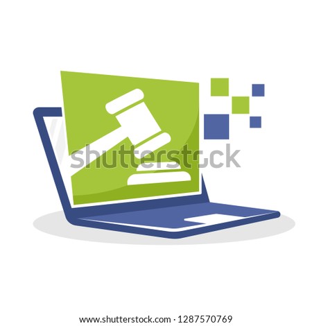 Vector illustration icon with the concept of online auction bidding service access
