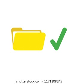 Vector illustration icon concept of open file folder with check mark.
