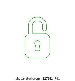 Vector illustration icon concept of opened padlock. Color outlines. 