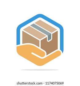 vector illustration icon with the concept of package management, careful handling of packages