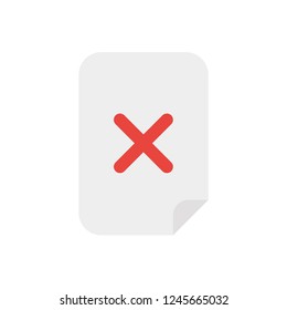 Vector illustration icon concept of paper with x mark.