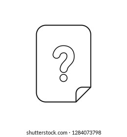 Vector illustration icon concept of paper with question mark. Black outlines.