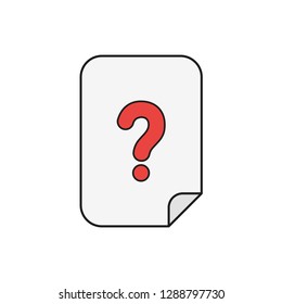 Vector illustration icon concept of paper with question mark. Colored and black outlines.