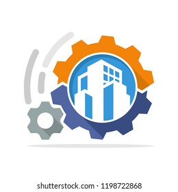 Vector illustration icon with the concept of process management system for the development of construction projects