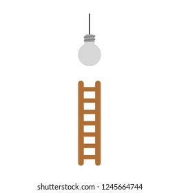 Vector illustration icon concept of reach grey light bulb with ladder.