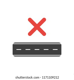 Vector illustration icon concept of road with x mark.