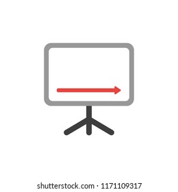 Vector illustration icon concept of sales chart arrow moving down.