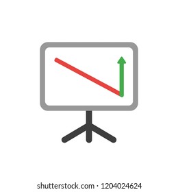 Vector illustration icon concept of sales chart arrow moving down and up.