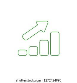 Vector illustration icon concept of sales bar graph moving up. Color outlines. 