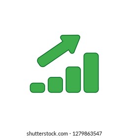 Vector illustration icon concept of sales bar graph moving up. Colored and color outlines.