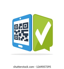 Vector illustration icon with the concept of scanning QR code with a smartphone for verification access