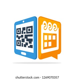 Vector illustration icon with the concept of scanning QR code with a smartphone to access event schedule information