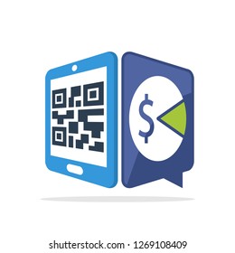 Vector illustration icon with the concept of scanning QR code with a smartphone to access information about taxes