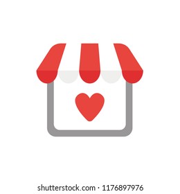 Vector illustration icon concept of shop store with heart.