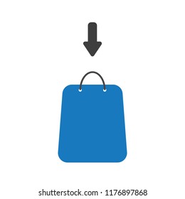 Vector illustration icon concept of shopping bag with arrow.