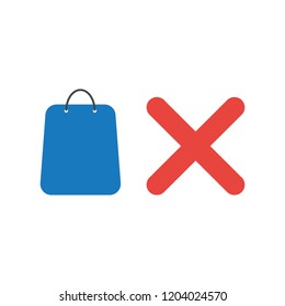 Vector illustration icon concept of shopping bag with x mark.