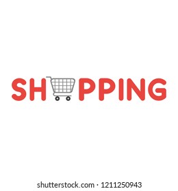 Vector illustration icon concept of shopping word with shopping cart.