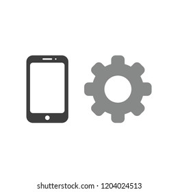 Vector illustration icon concept of smartphone with gear.