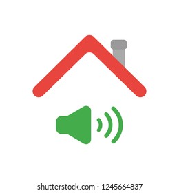 Vector illustration icon concept of sound on symbol under house roof.