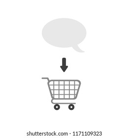 Vector illustration icon concept of speech bubble inside shopping cart.