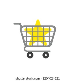 Vector illustration icon concept of star inside shopping cart.