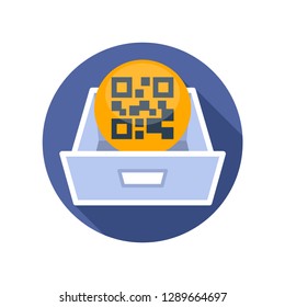 Vector illustration icon with the concept of storage media and QR-code system