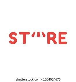Vector illustration icon concept of store word with shop store awning.