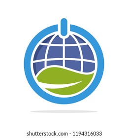 Vector illustration icon with the concept of a support system for managing environmental sustainability on earth