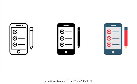 vector illustration icon with the concept of survey, evaluation, review services with a mobile application vector illustration on white background