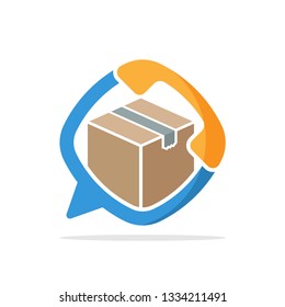 Vector illustration icon with the concept of telephone media communication support for package delivery services