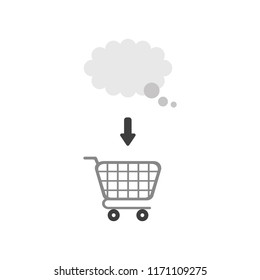 Vector illustration icon concept of thought bubble inside shopping cart.