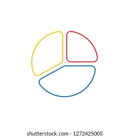 Vector illustration icon concept of three parts diagram. Color outlines. 
