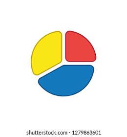 Vector illustration icon concept of three parts diagram. Colored and color outlines.
