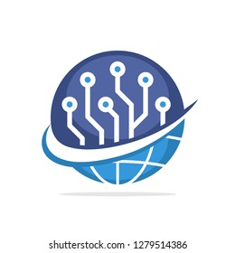 Vector illustration icon with the concept of utilizing global technology