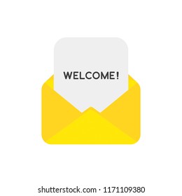 Vector illustration icon concept of welcome paper inside mail envelope.