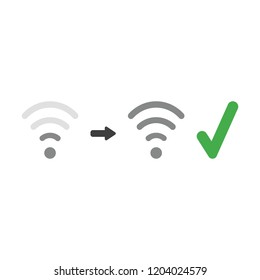 Vector illustration icon concept of wireless wifi symbol signal increase with check mark.
