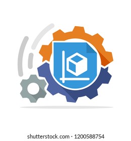 vector illustration icon with the concept of the work process drafting a blueprint