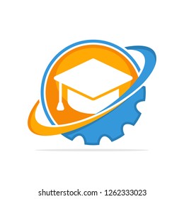 Vector illustration icon with the concept of a work system that manages education services