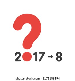 Vector illustration icon concept of year of 2017 with question mark and number 8.
