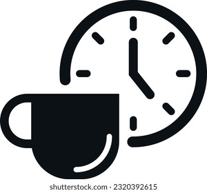 Icono vectorial de una taza de té con un reloj. Hora del té.