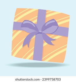 Icono de ilustración vectorial Caja de Regalo Cuta Celebración de Cumpleaños Sorpresa Navidad y Feliz Año Nuevo con fondo azul.