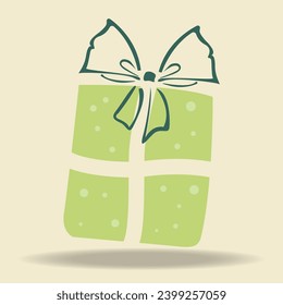 Vektorgrafik Icon Cute Green Geschenkbox Geburtstag Feier Überraschung Weihnachten und glückliches neues Jahr auf gelbem Hintergrund.