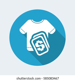 Vector illustration of a icon depicting a t-shirt price