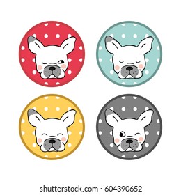 Vector illustration icon design of head french bulldog with polka dot.