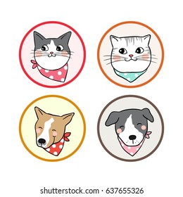Vector illustration icon design of head of cat and dog.