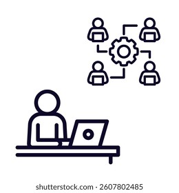 vector illustration icon design human working together to achieve goal