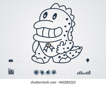Vector illustration of icon dragon