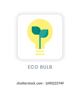 Vector illustration icon, eco bulb isolated on white background with flat icon design style