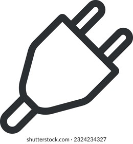 Vector illustration icon of an electrical plug, connector to the current. Electricity. Male electrical plug.